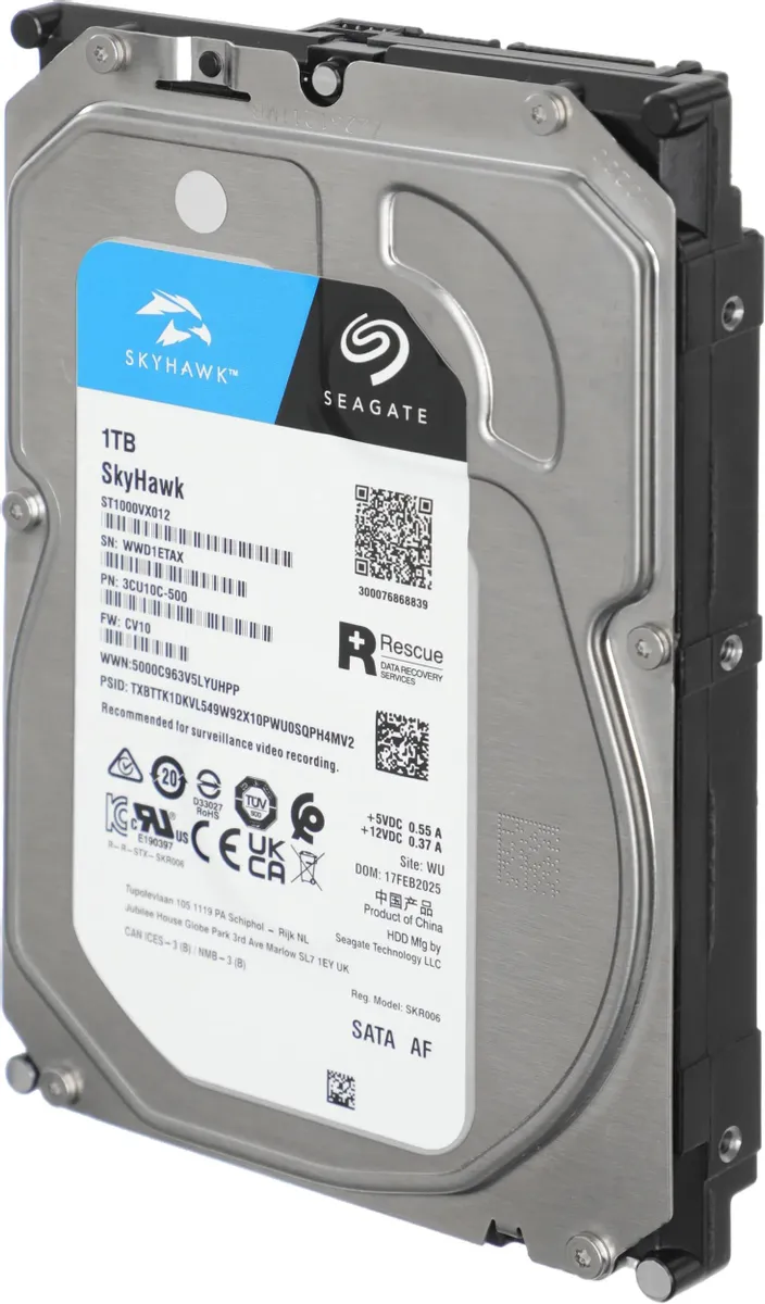 Жесткий диск Seagate Skyhawk ST1000VX012, 1ТБ, HDD, SATA III, 3.5"